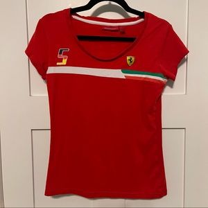Ferrari size small bright red Y2K Vettel number 5 racing t-shirt!